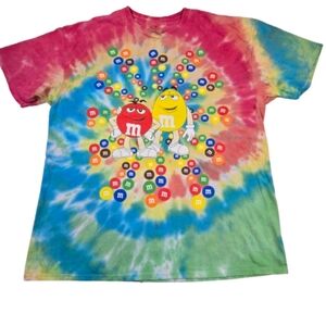M&M'S Tie-Dye Graphic Tee XL Red Green Yellow Blue